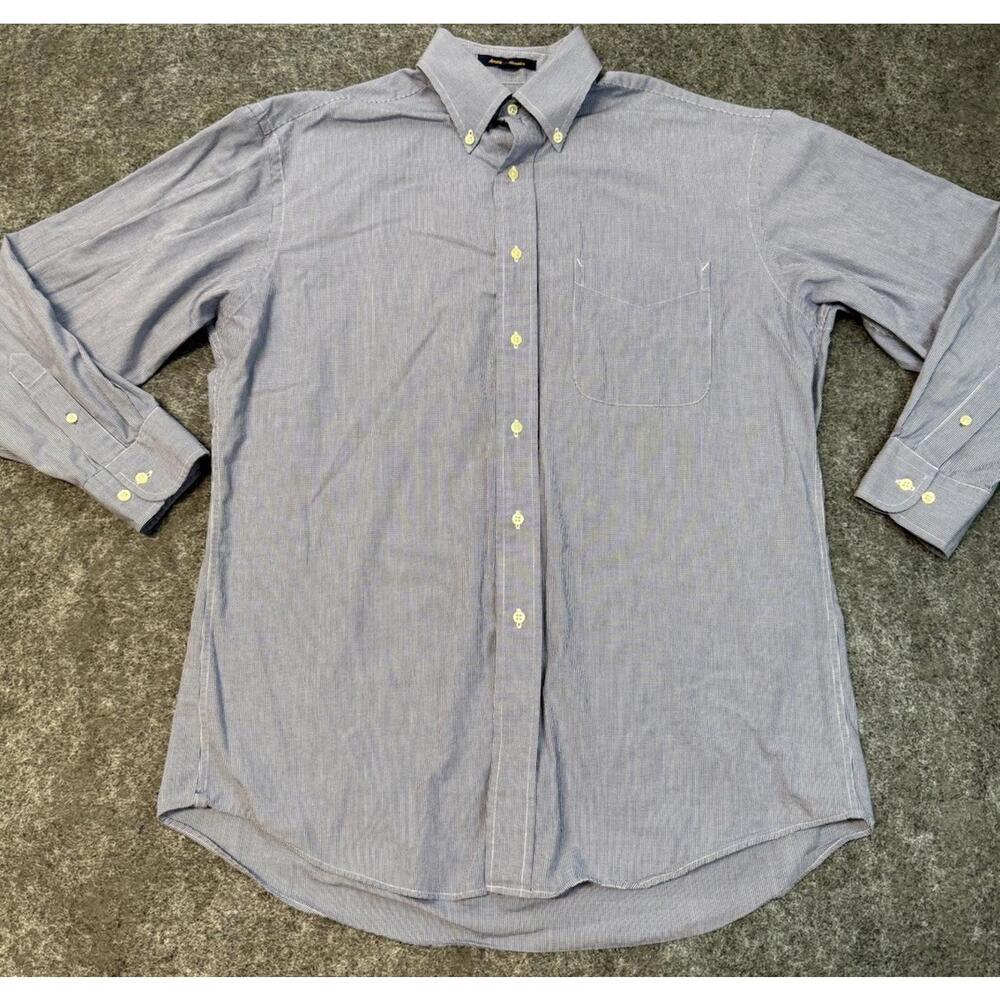 Vintage 90s Tommy Hilfiger 15 32-33 Long Sleeve Button Up Dress Shirt Blue Check
